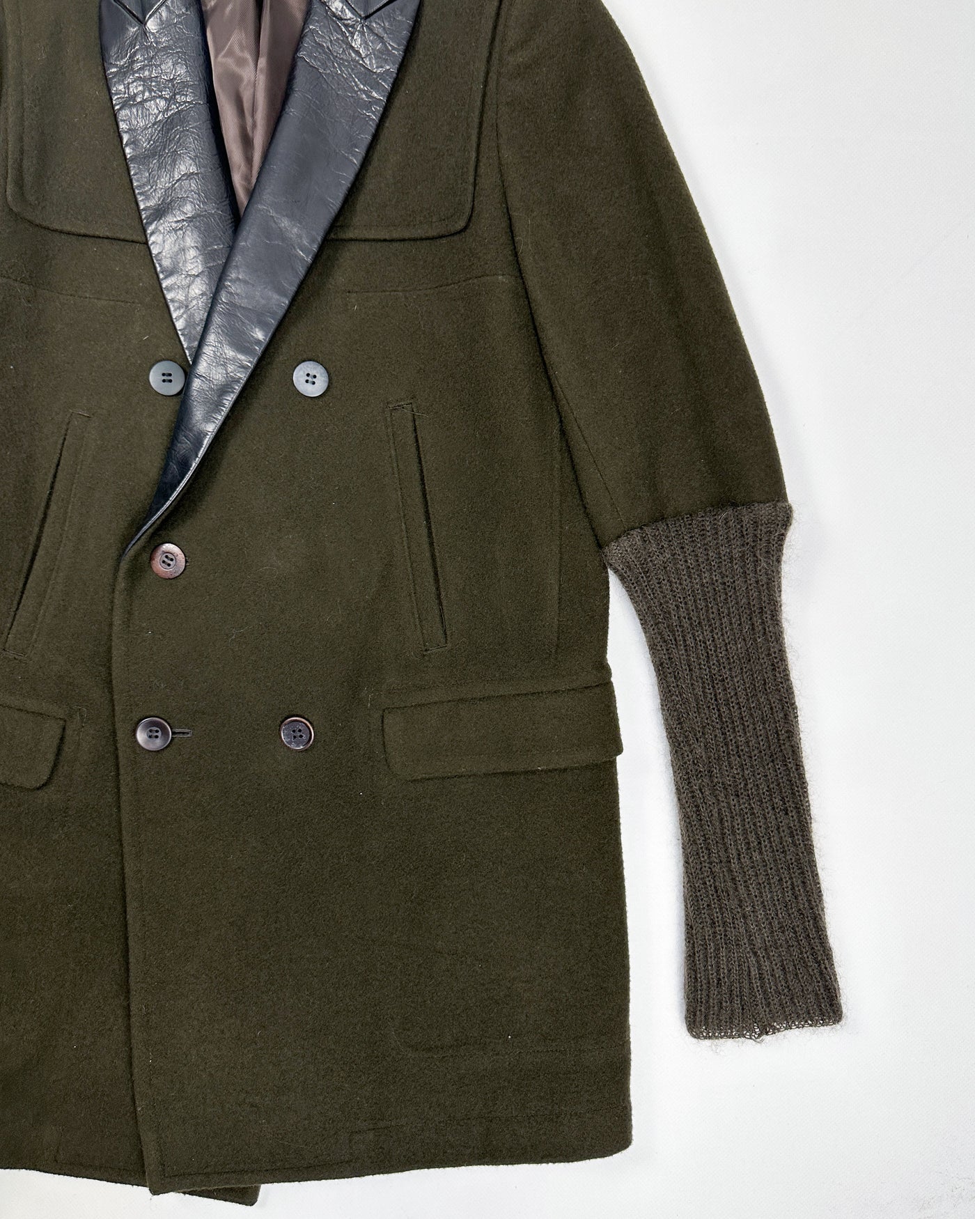 Undercover Mohair sleeves Green Long Coat 2013