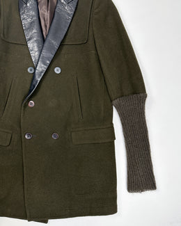 Undercover Mohair sleeves Green Long Coat 2013