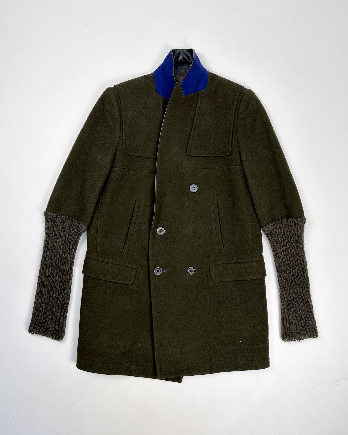 Undercover Mohair sleeves Green Long Coat 2013