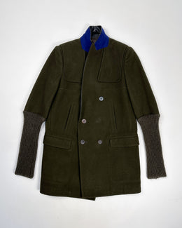 Undercover Mohair sleeves Green Long Coat 2013