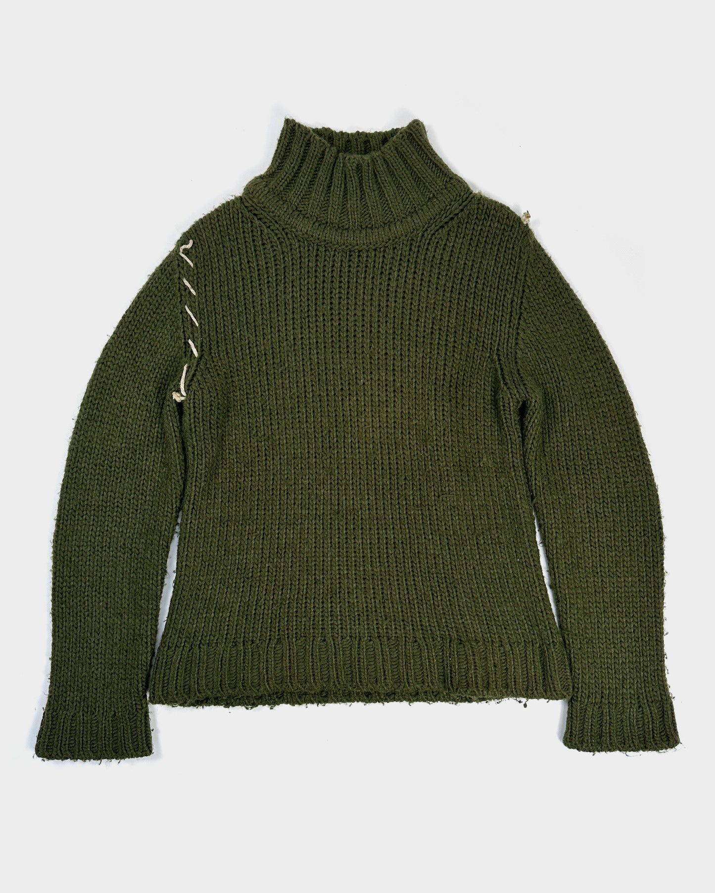 Roberto Cavalli Green Turtle Neck Knit Sweater 1990's