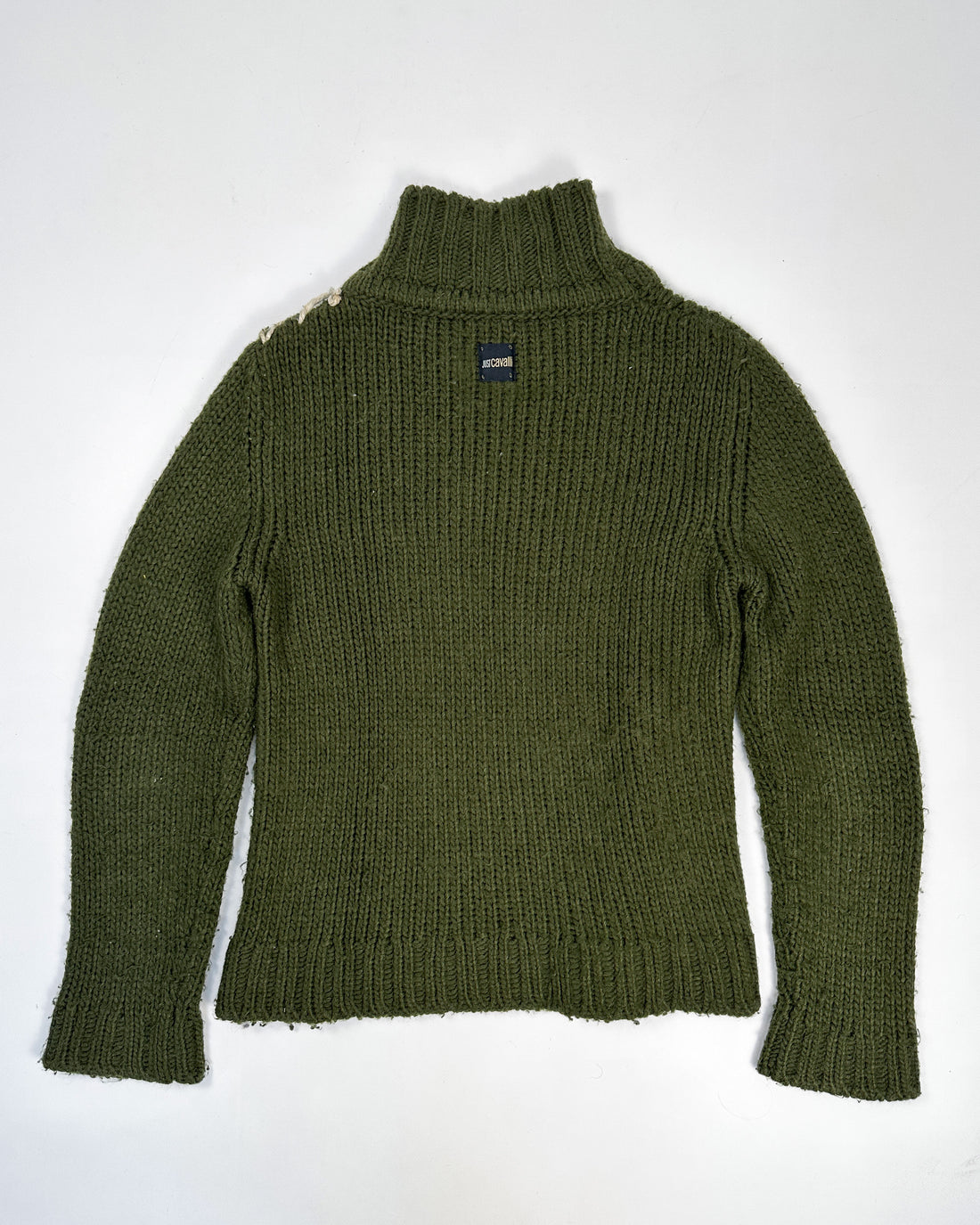 Roberto Cavalli Green Turtle Neck Knit Sweater 1990's