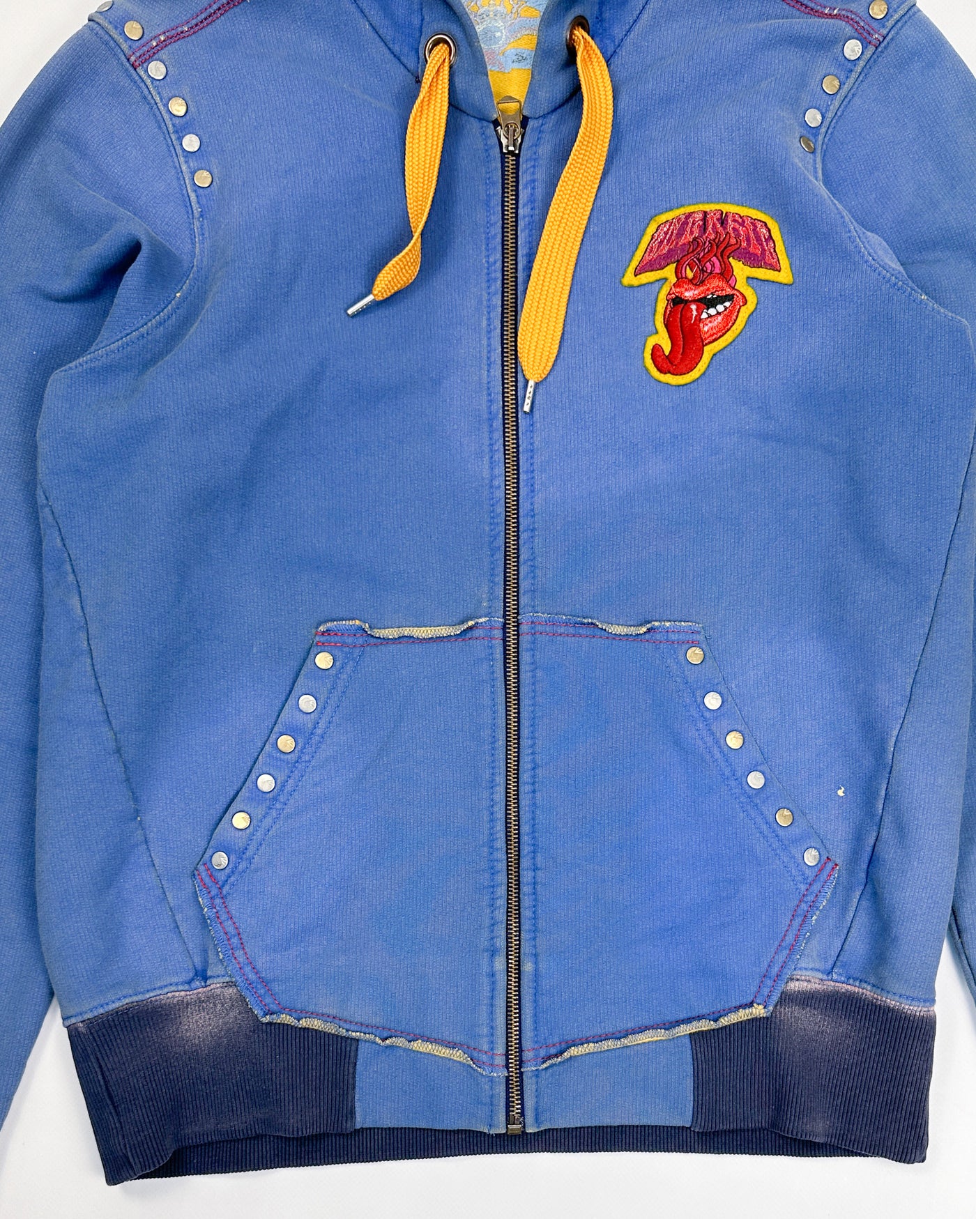 Energie Blue Decorated Zip Up Hoodie 2000's