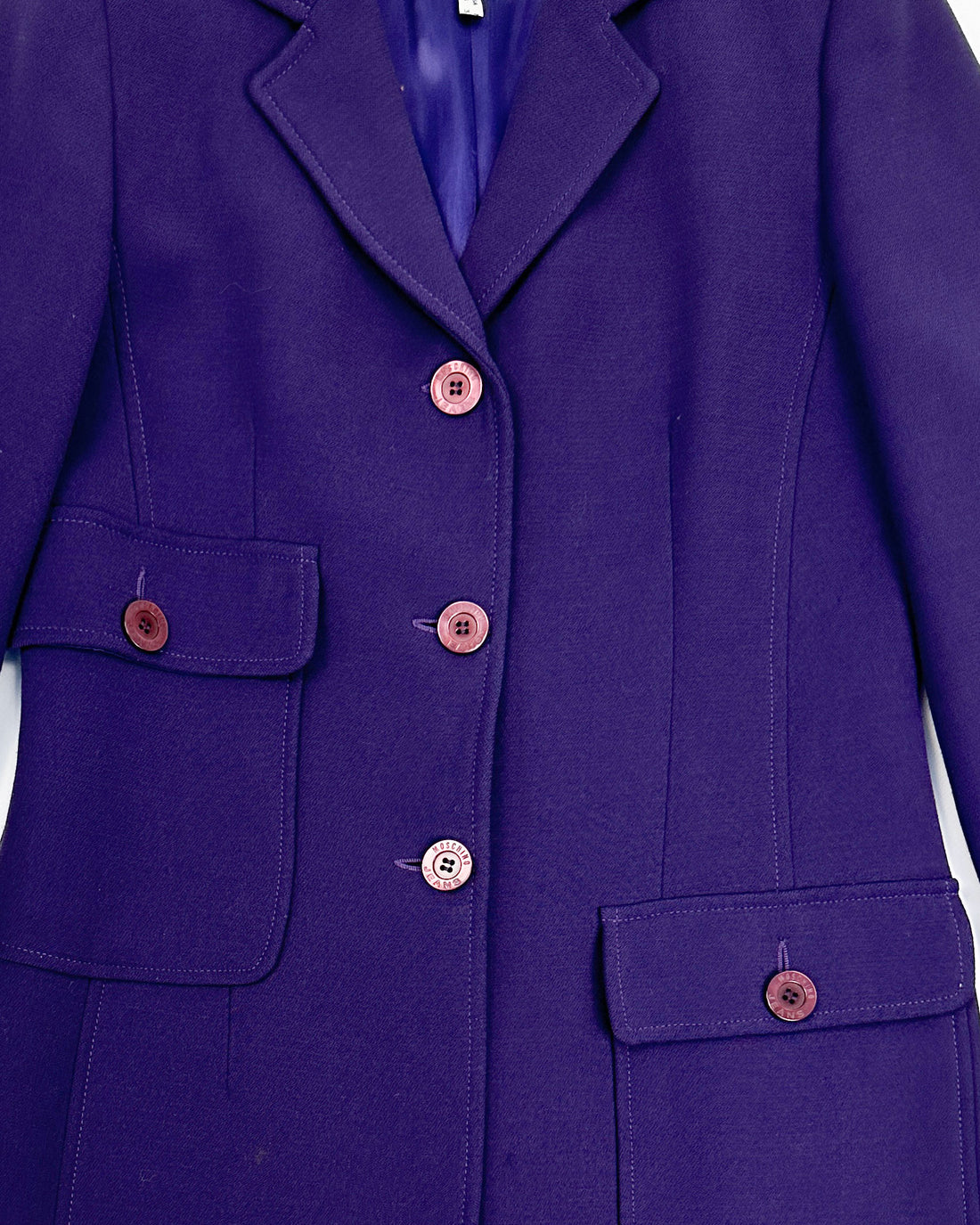 Moschino Deep Purple Long Coat Jacket 1990's
