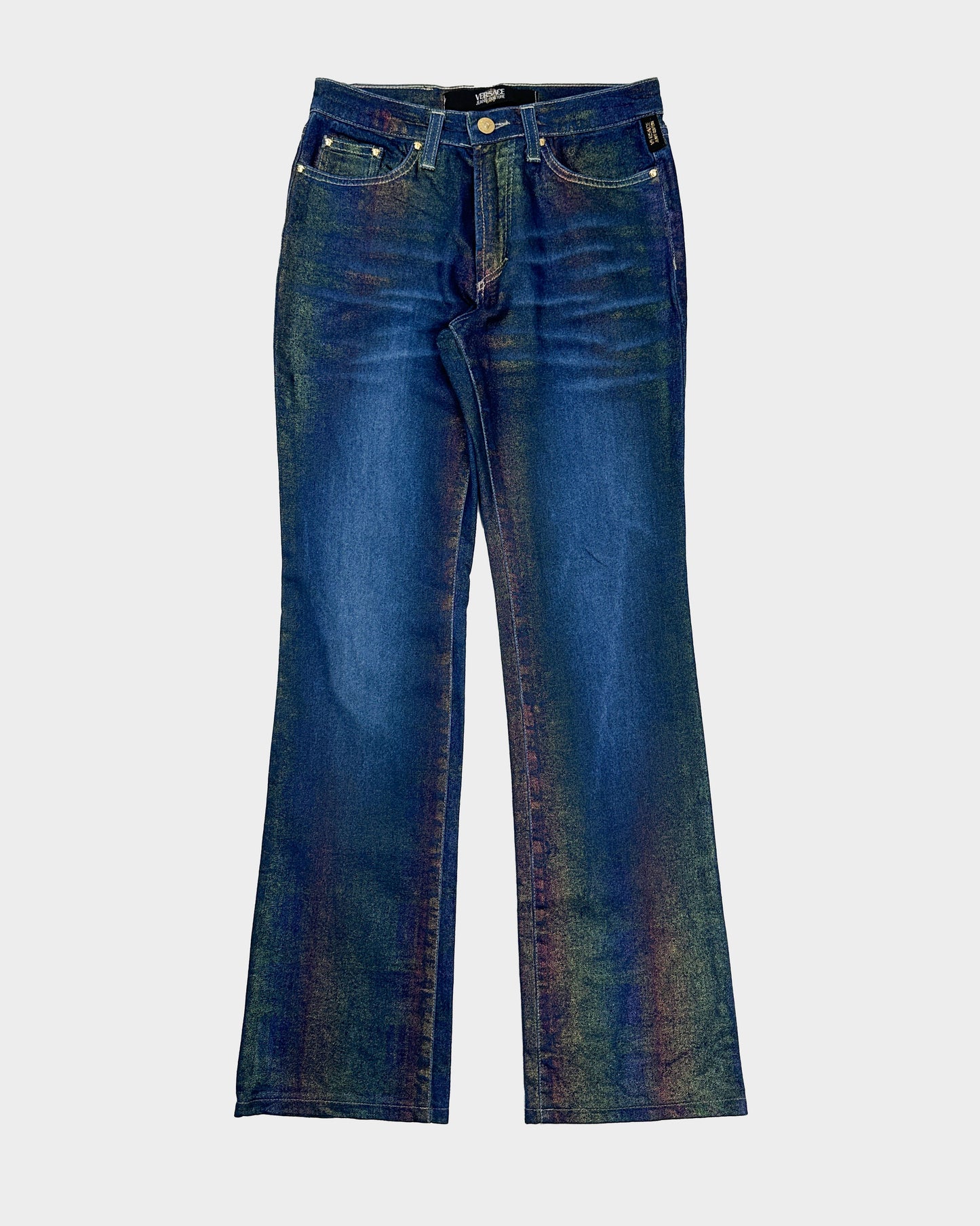 Versace Rainbow Shinny Denim Pants 2000's