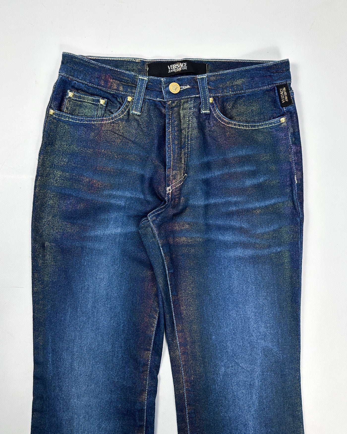 Versace Rainbow Shinny Denim Pants 2000's