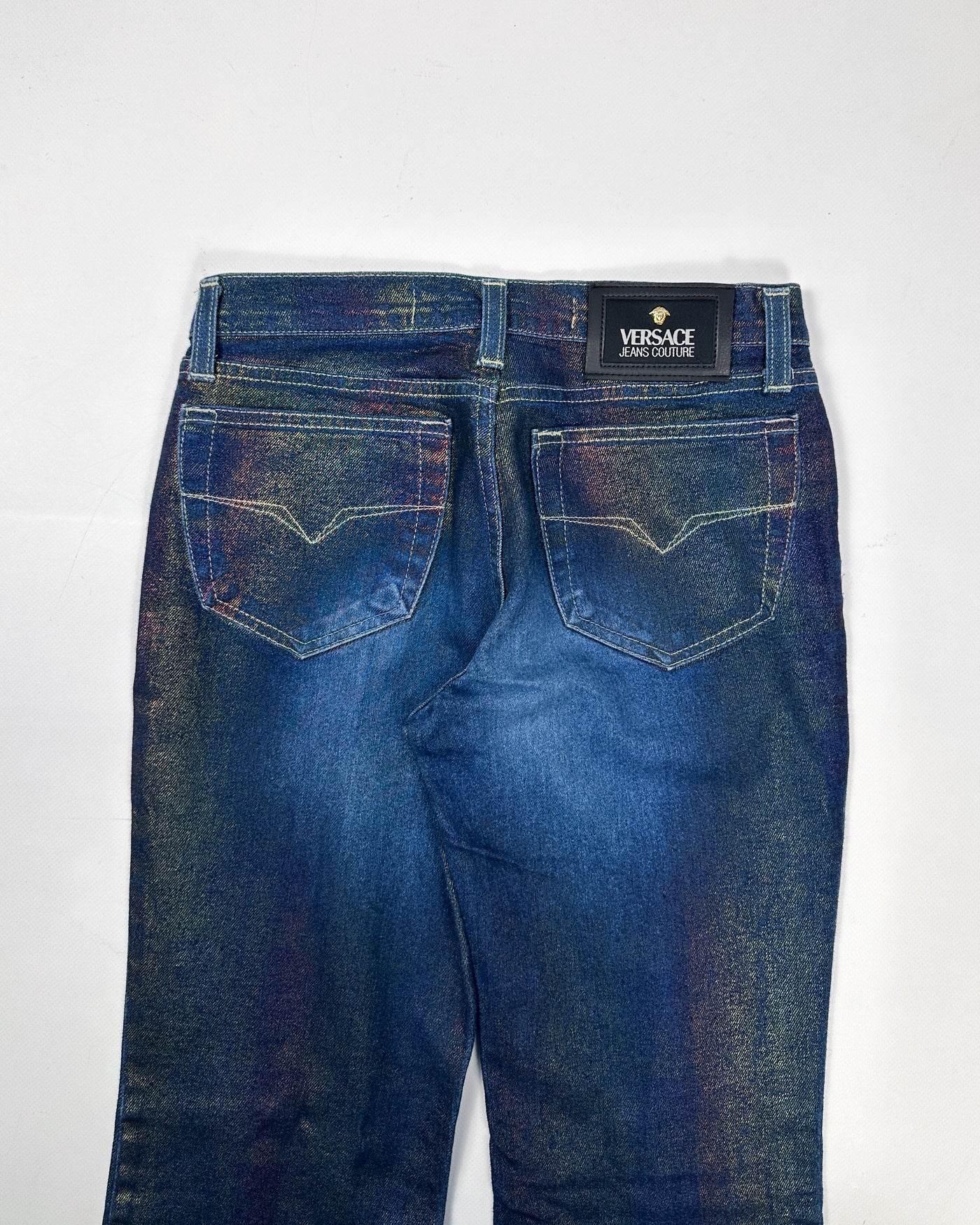Versace Rainbow Shinny Denim Pants 2000's