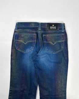 Versace Rainbow Shinny Denim Pants 2000's