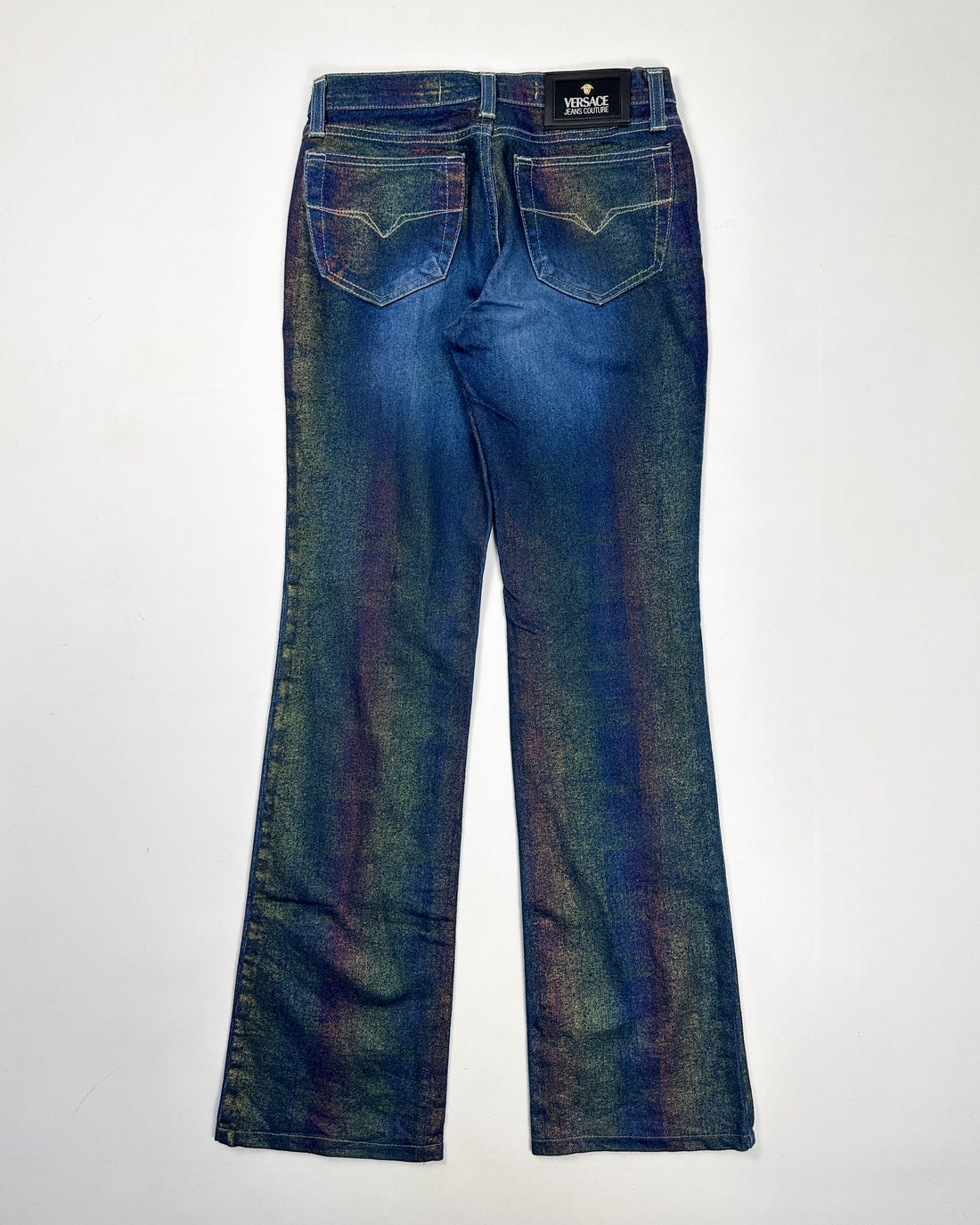 Versace Rainbow Shinny Denim Pants 2000's