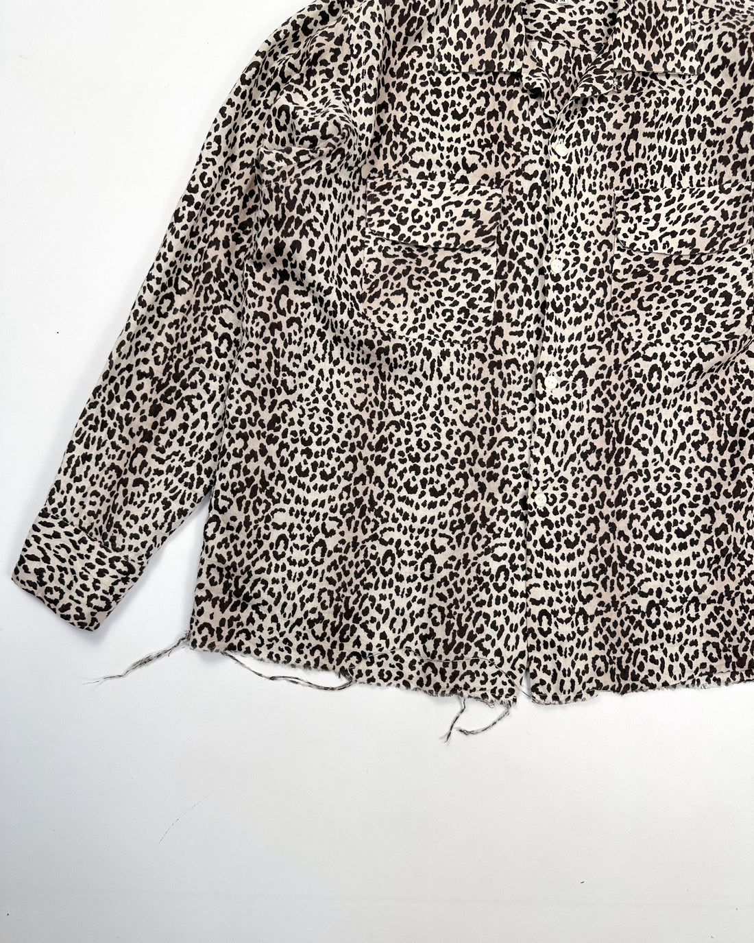 Needles Japan Linen Cheetah Print Distressed Shirt 2000's