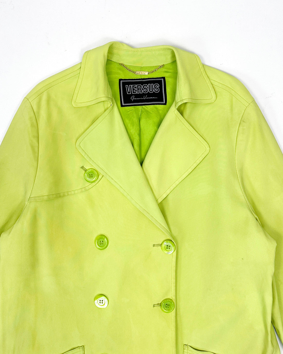 Versace Belted Trench Lime Green Jacket 1990's