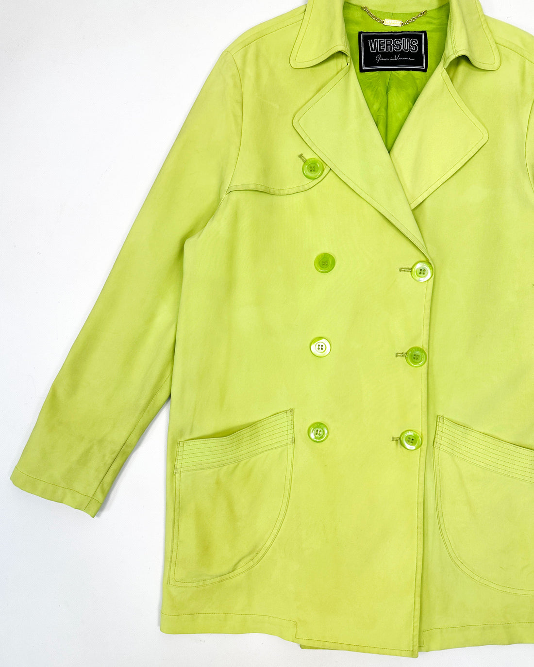 Versace Belted Trench Lime Green Jacket 1990's