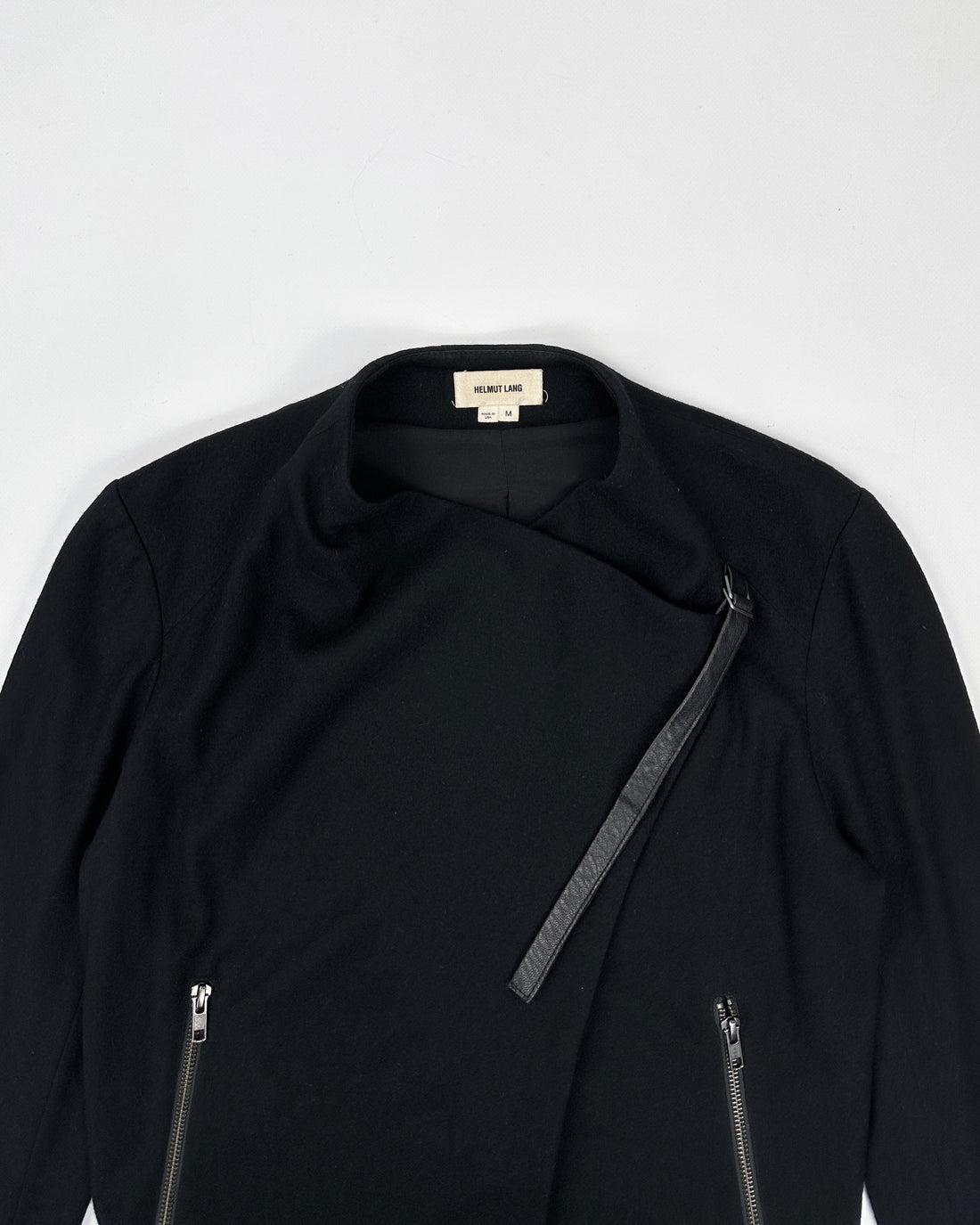Helmut Lang Leather Strap Black Wool Jacket 1990's