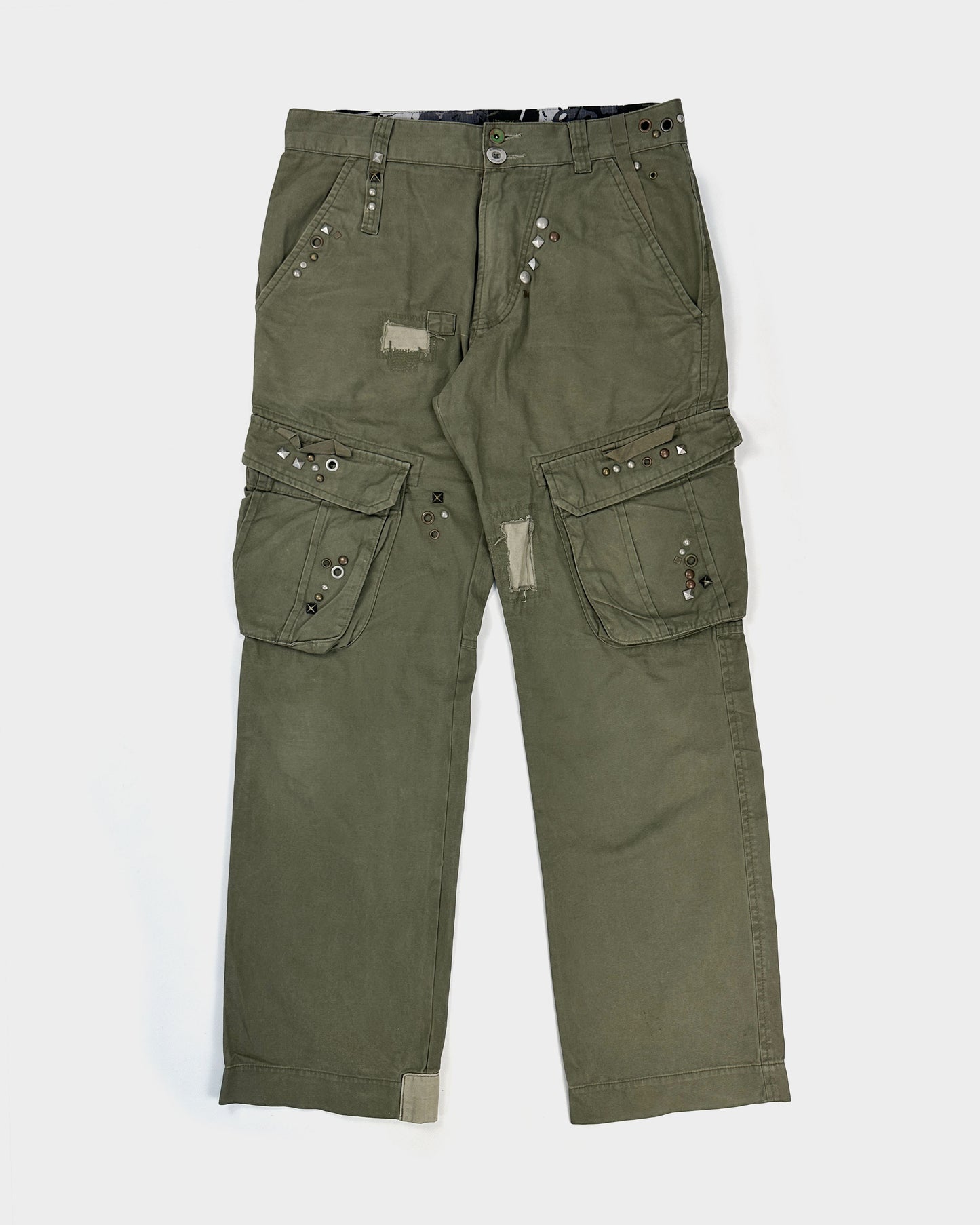 Energie Utility Decorated Green Pants 2000's