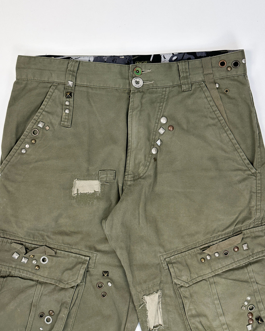 Energie Utility Decorated Green Pants 2000's