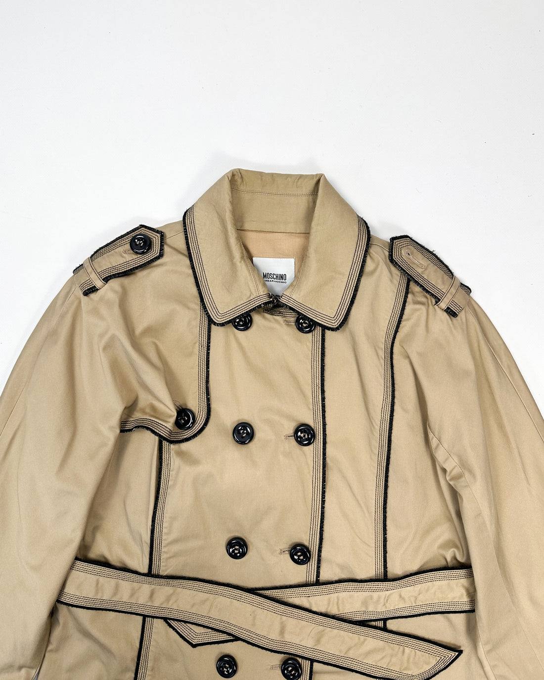 Moschino Buttoned Camel Trench Coat 1990's