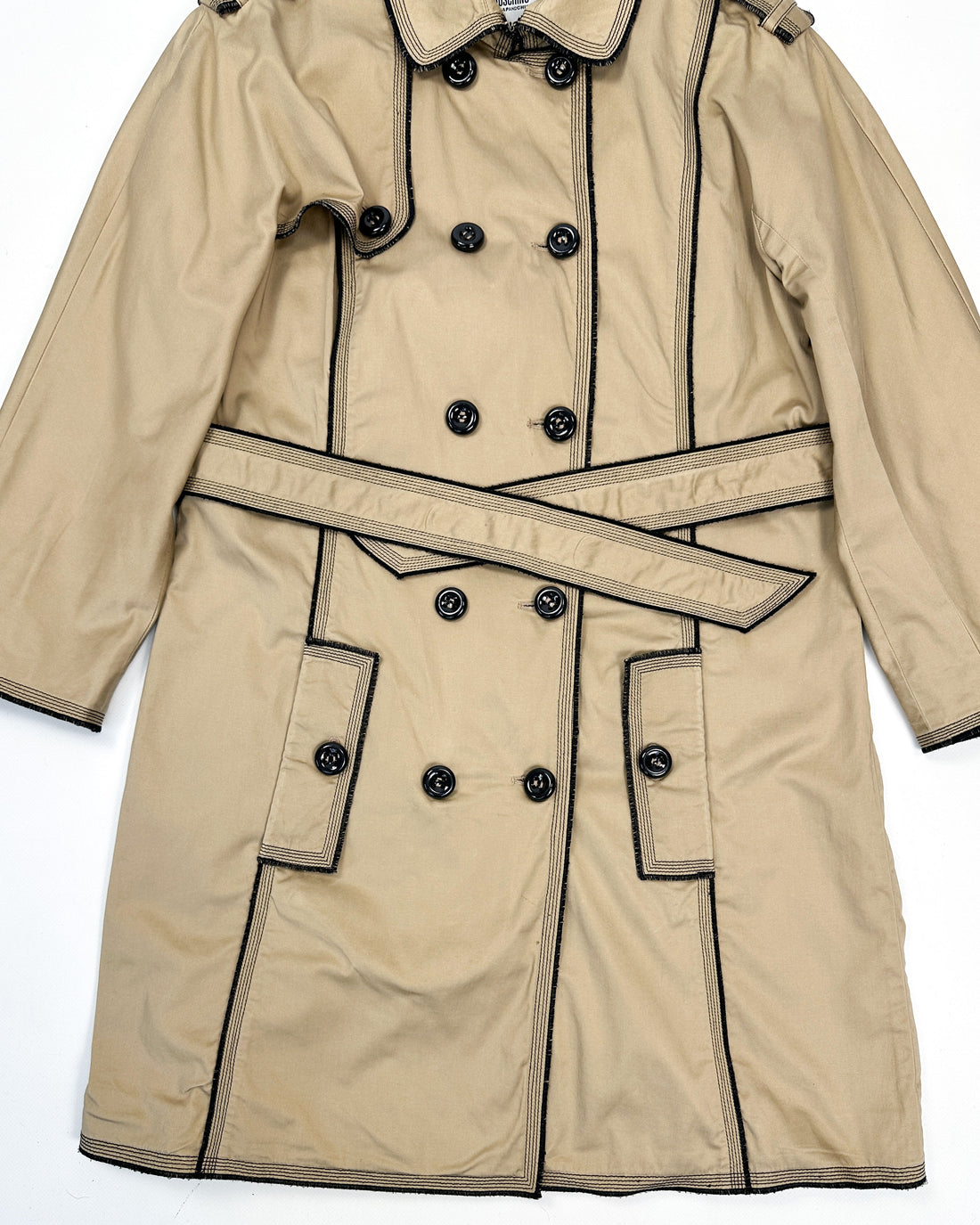 Moschino Buttoned Camel Trench Coat 1990's