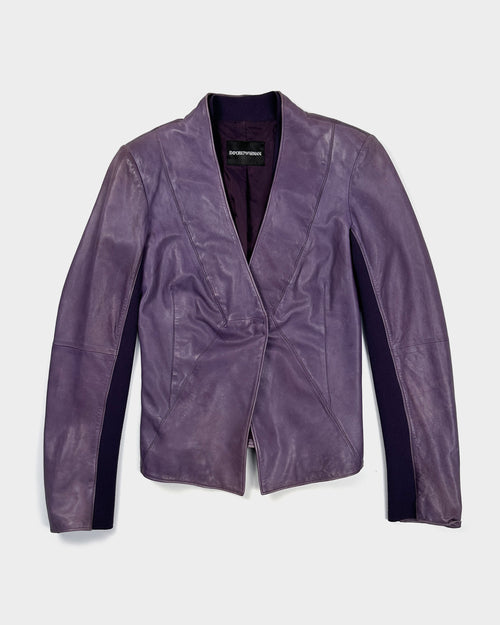 Armani Purple One Button Leather Blazer 2011 - Vintagetts