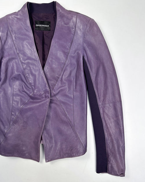 Armani Purple One Button Leather Blazer 2011 - Vintagetts