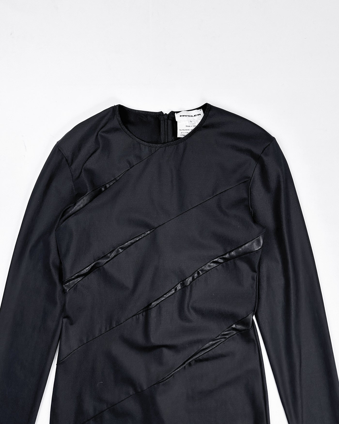 Mugler Long-sleeve Black Scrapes Dress 2000's