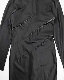 Mugler Long-sleeve Black Scrapes Dress 2000's