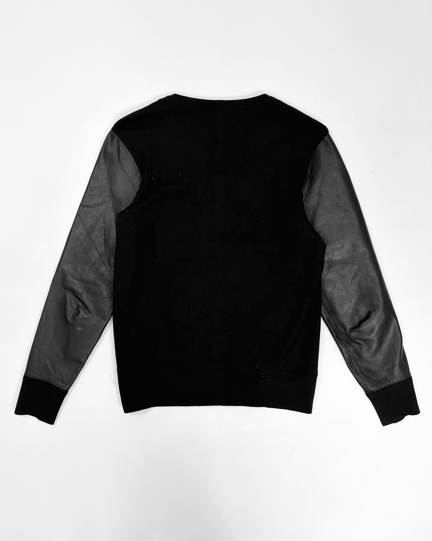 Helmut Lang Leather + Wool Black Crewneck 2000's