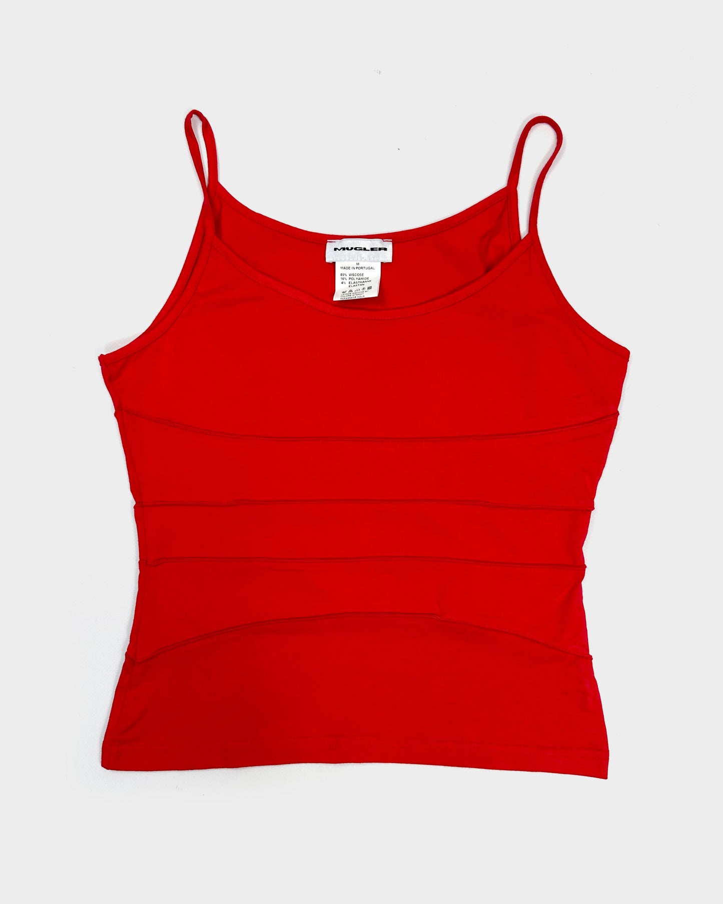 Mugler 4-Cut Sleeveless Red Top 1990's