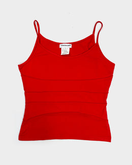 Mugler 4-Cut Sleeveless Red Top 1990's