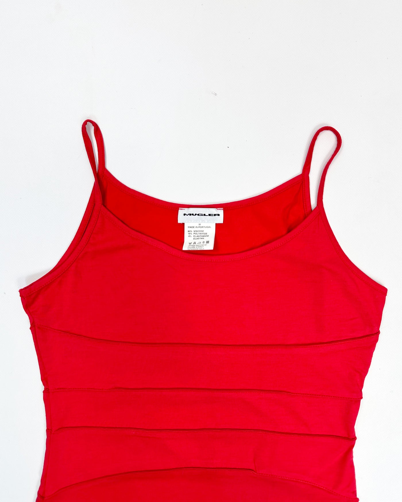 Mugler 4-Cut Sleeveless Red Top 1990's