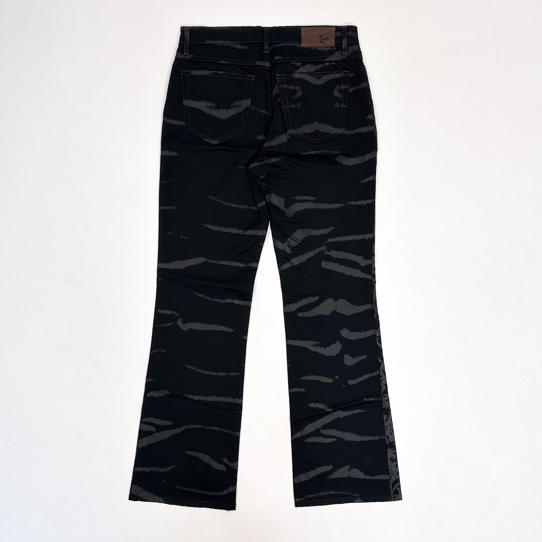 Roberto Cavalli Black Print Flare Pants 1990's
