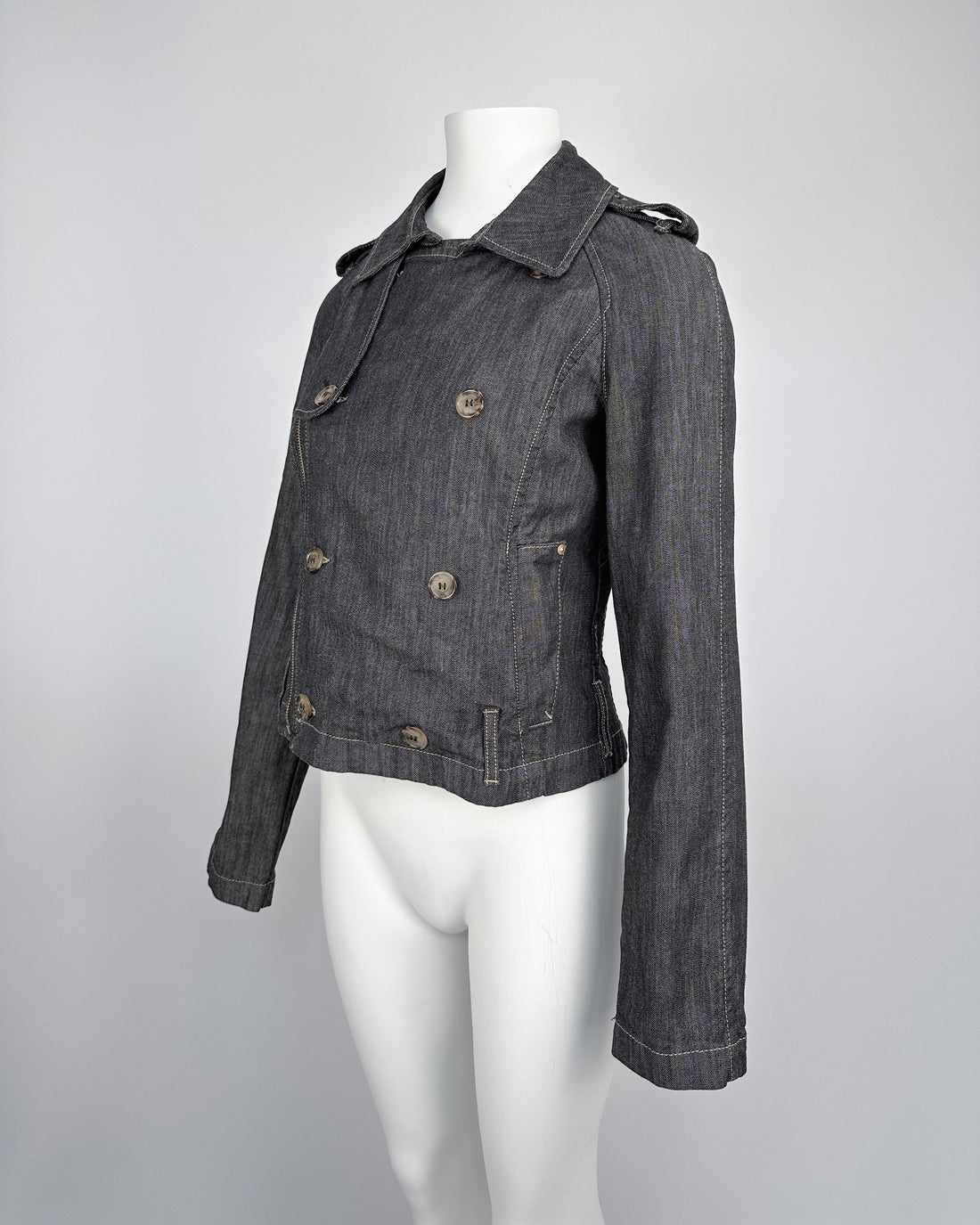 Armani Asymmetric Zip Buttoned Denim Jacket 2000's
