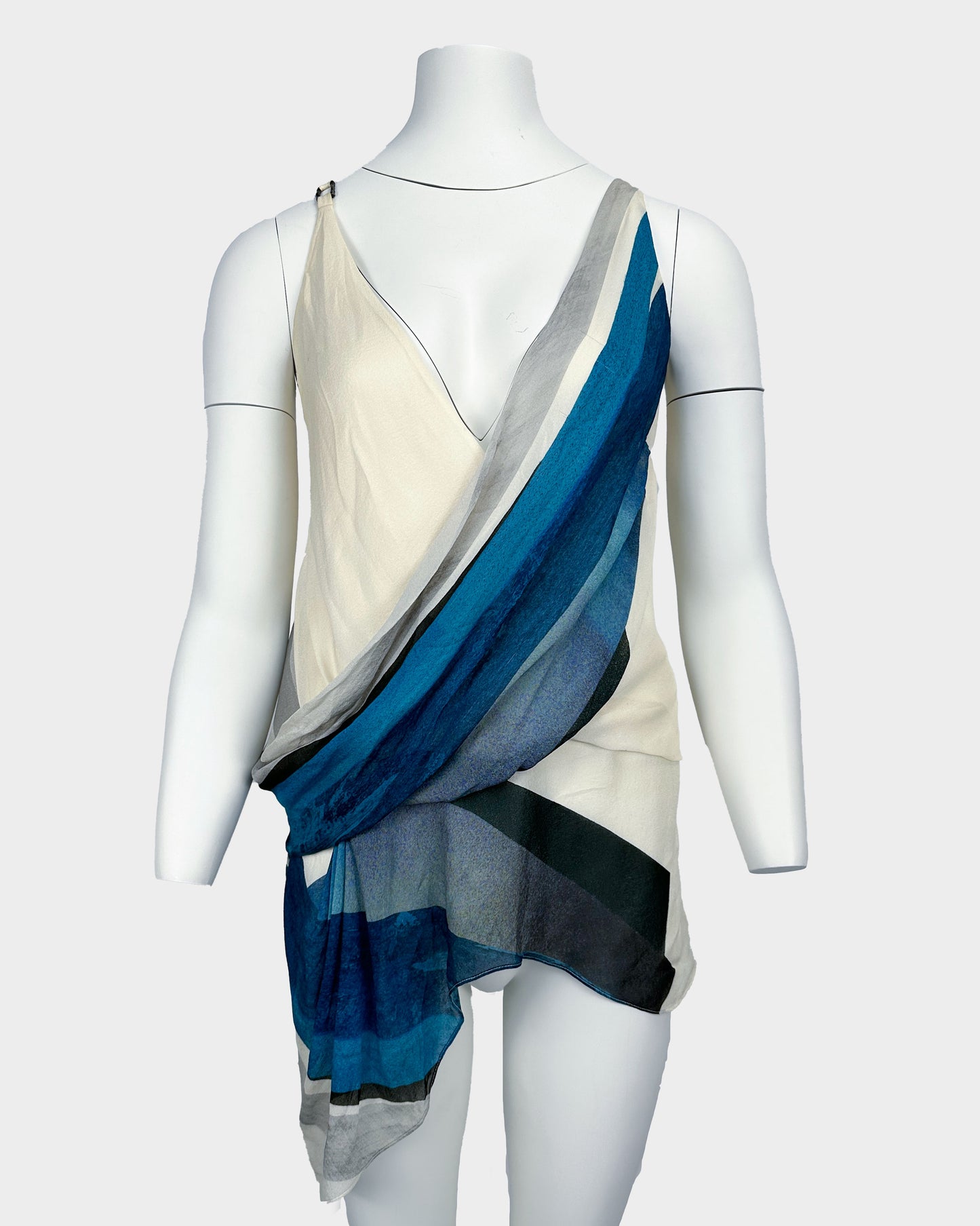 Helmut Lang Asymmetric Blue White Top 2000's