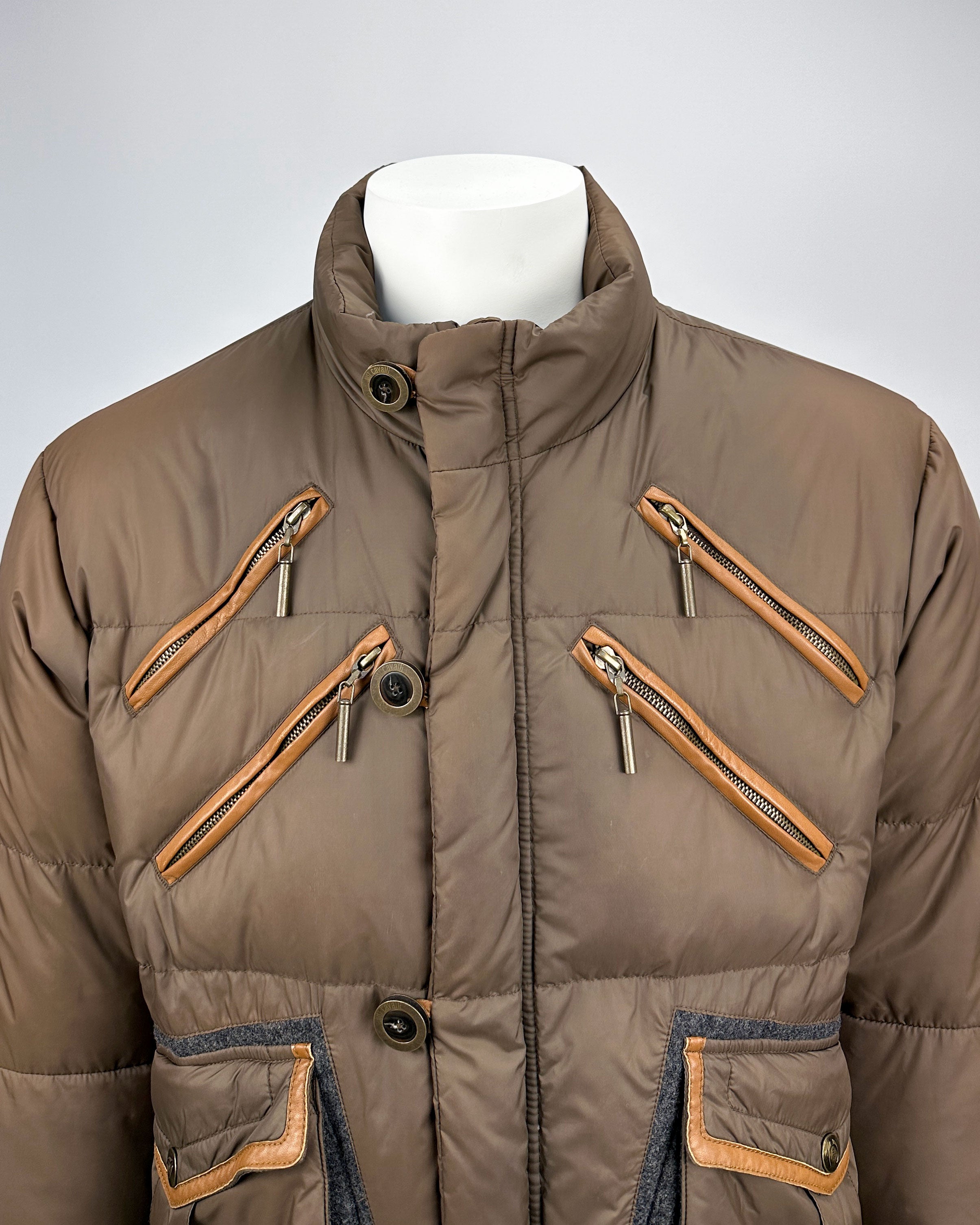 Just Cavalli Utility Brown Puffer Jacket 2000 s Vintage TTS