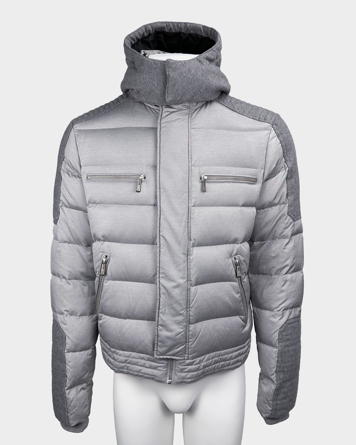 Just Cavalli Removable Hoodie Grey Puffer Jacket 2000's