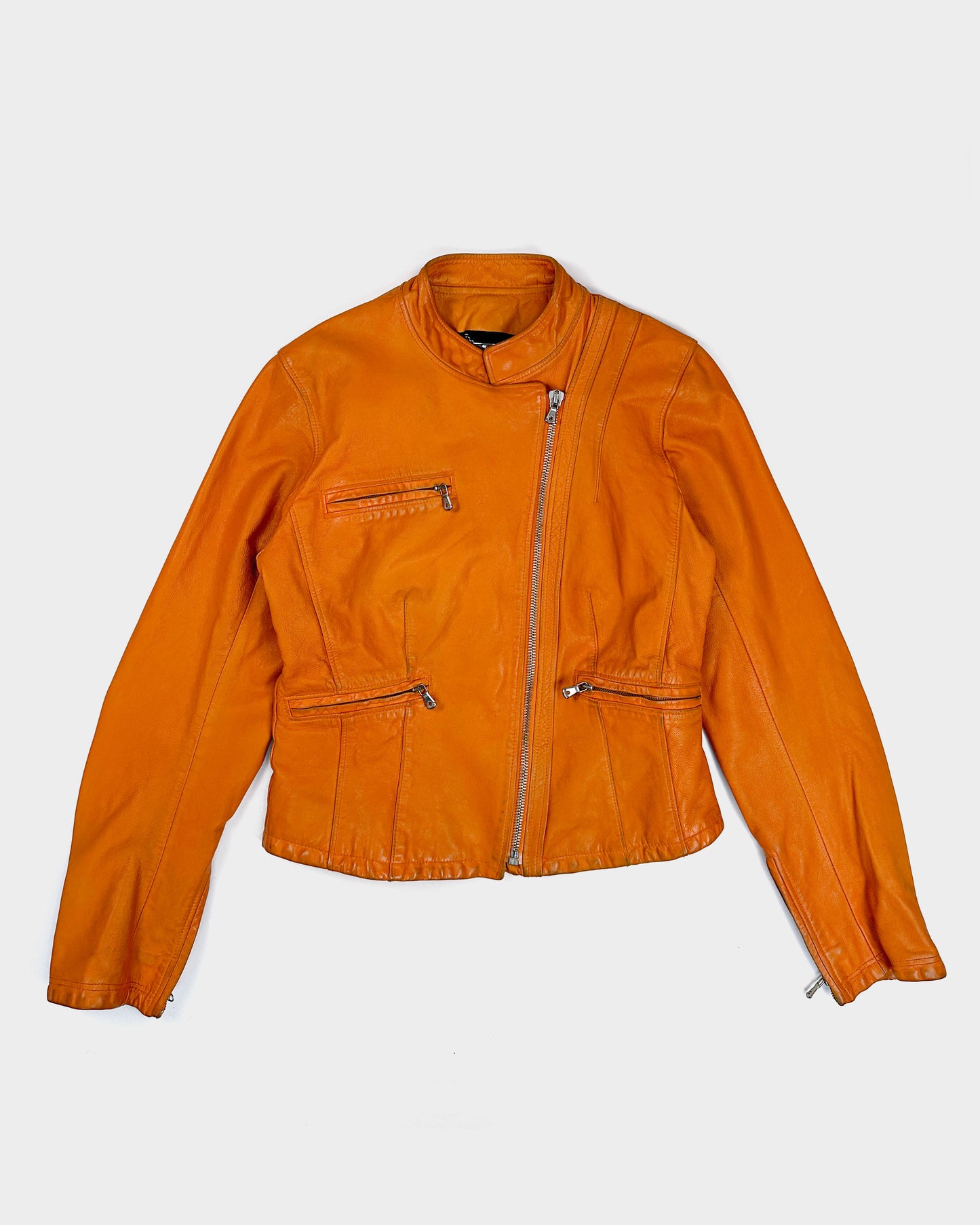 Dolce & Gabbana Orange Leather Jacket 2000's