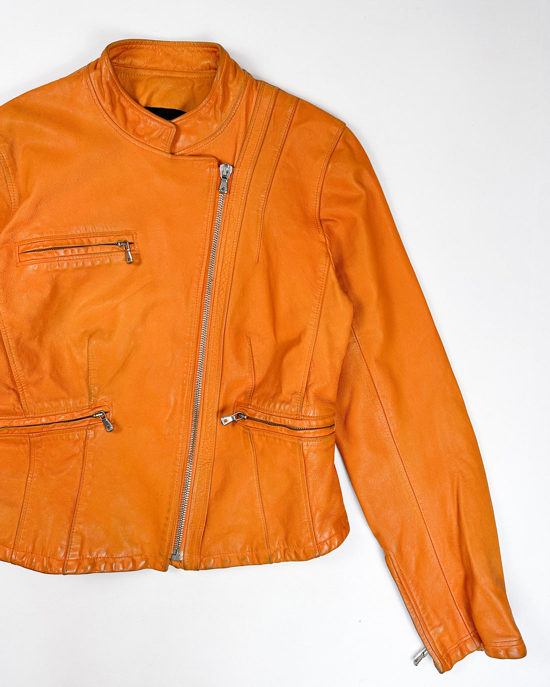 Dolce & Gabbana Orange Leather Jacket 2000's