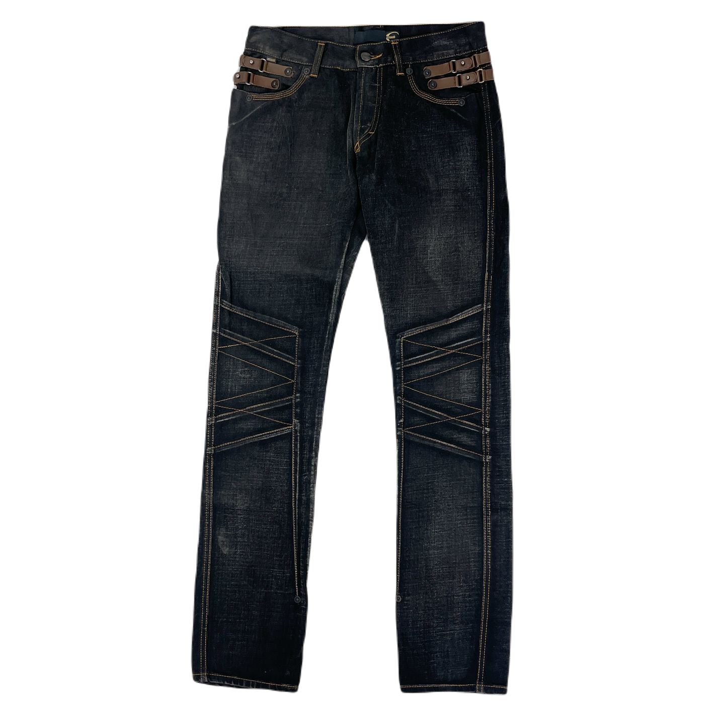 Roberto Cavalli Cross Stitch Denim Pants 2000's