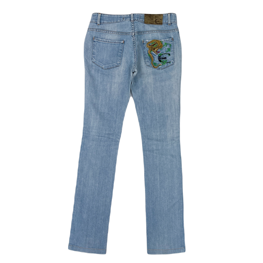 Roberto Cavalli Snake Denim Pants 2000's