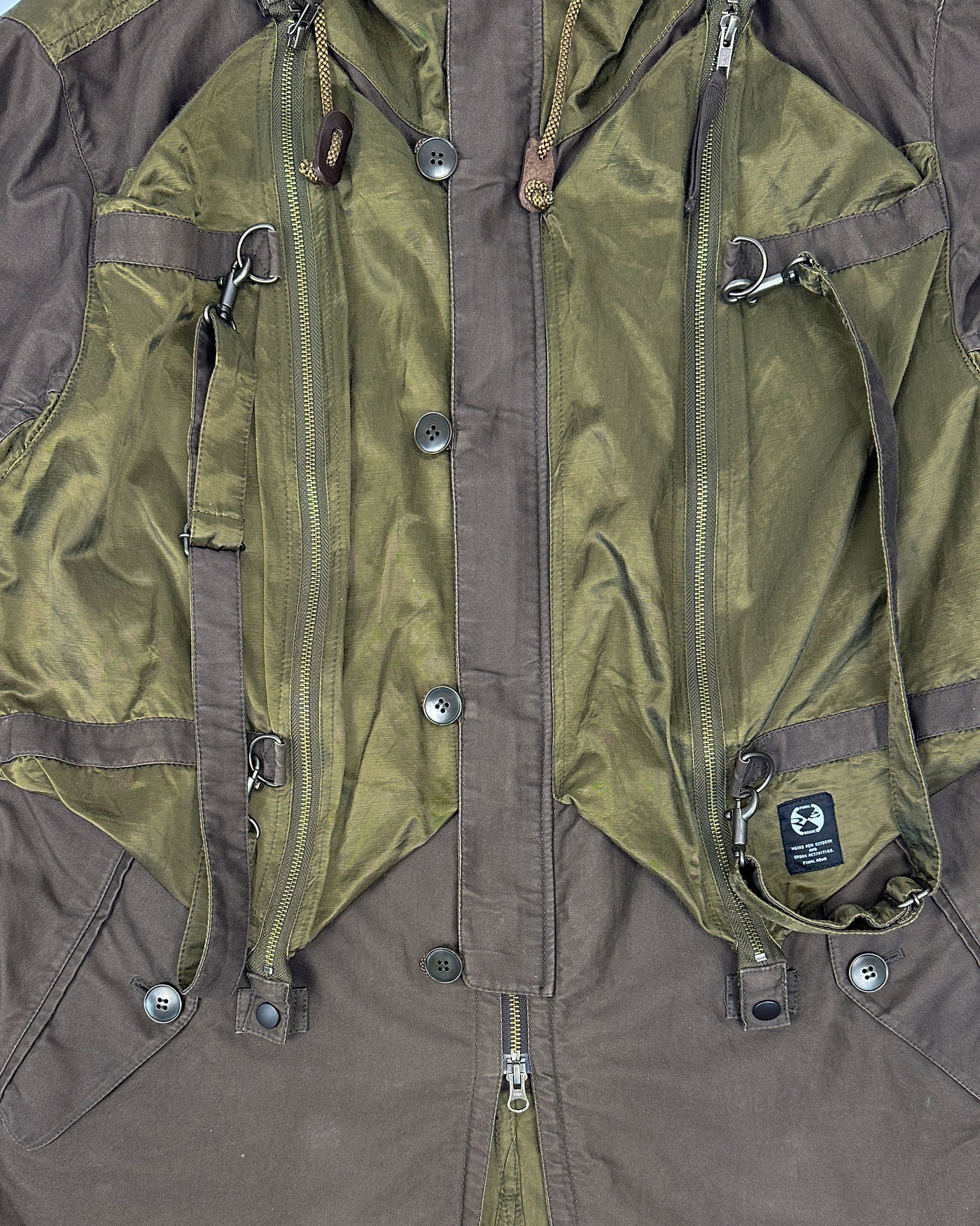 Final Home By Kosuke Tsumura Green & Brown Parachute Tactical Jacket 2000's