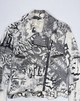 Roberto Cavalli Grafiti White Cropped Jacket 1990's