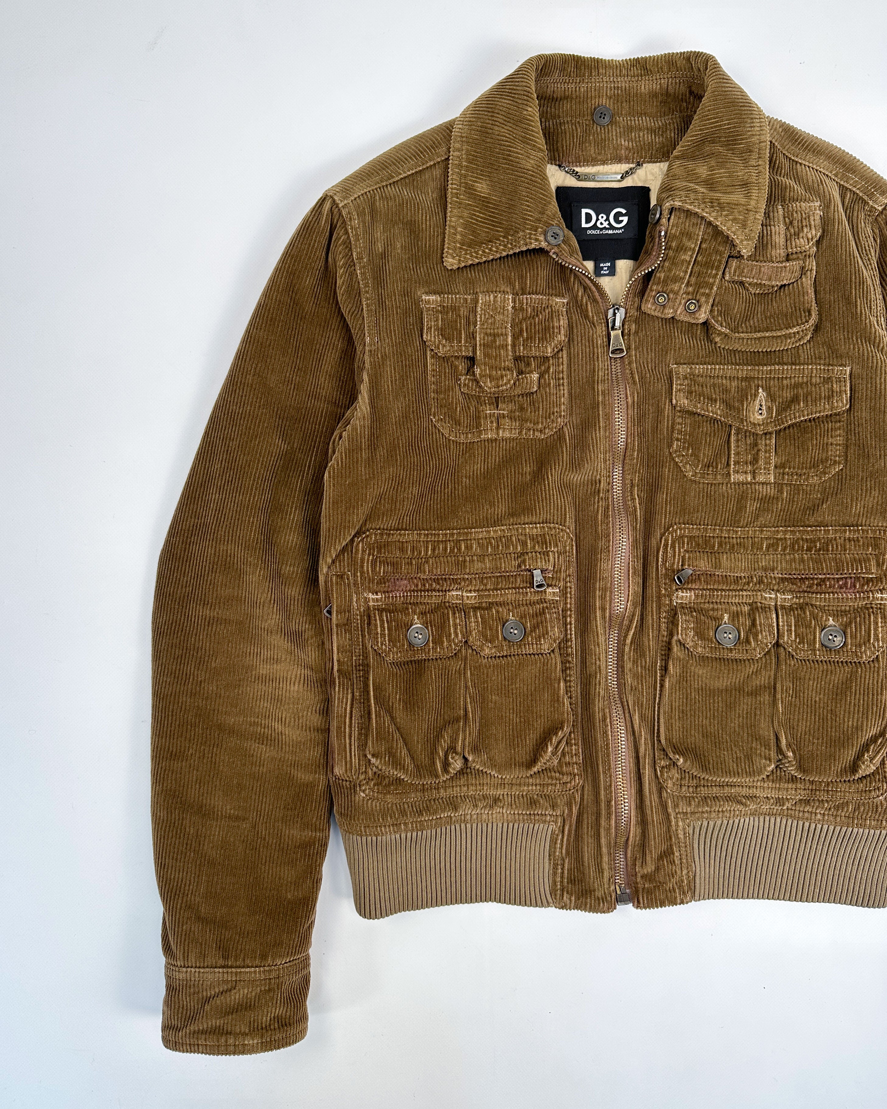 Dolce & Gabbana Multi Pocket Corduroy Brown Jacket 1990's