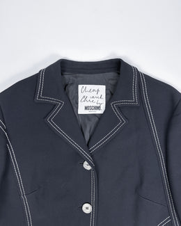 Moschino Black Stitched 3-Button Jacket 1990's