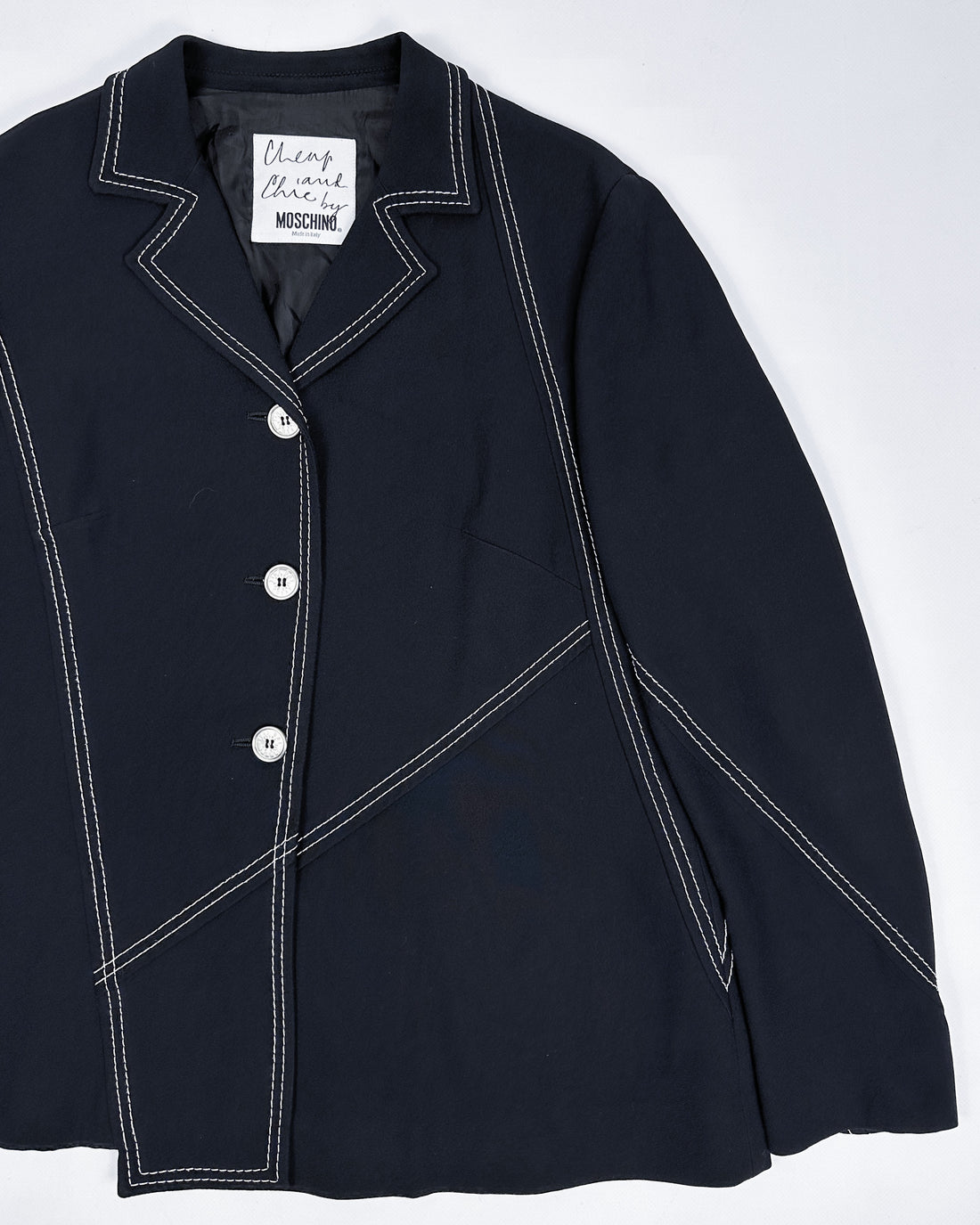 Moschino Black Stitched 3-Button Jacket 1990's
