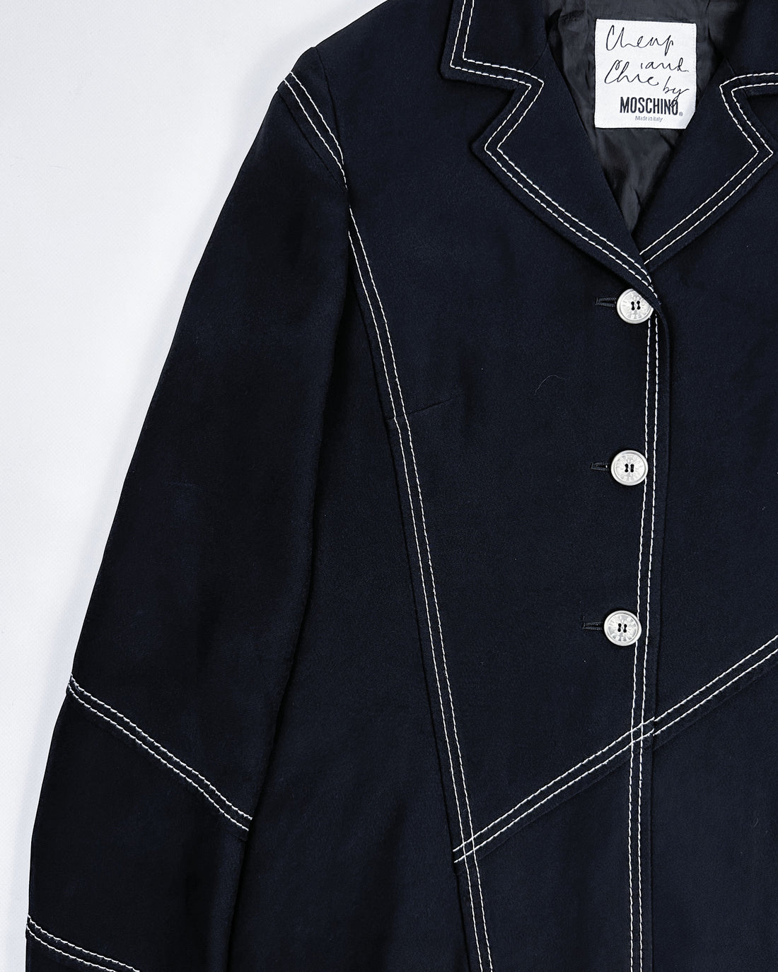 Moschino Black Stitched 3-Button Jacket 1990's