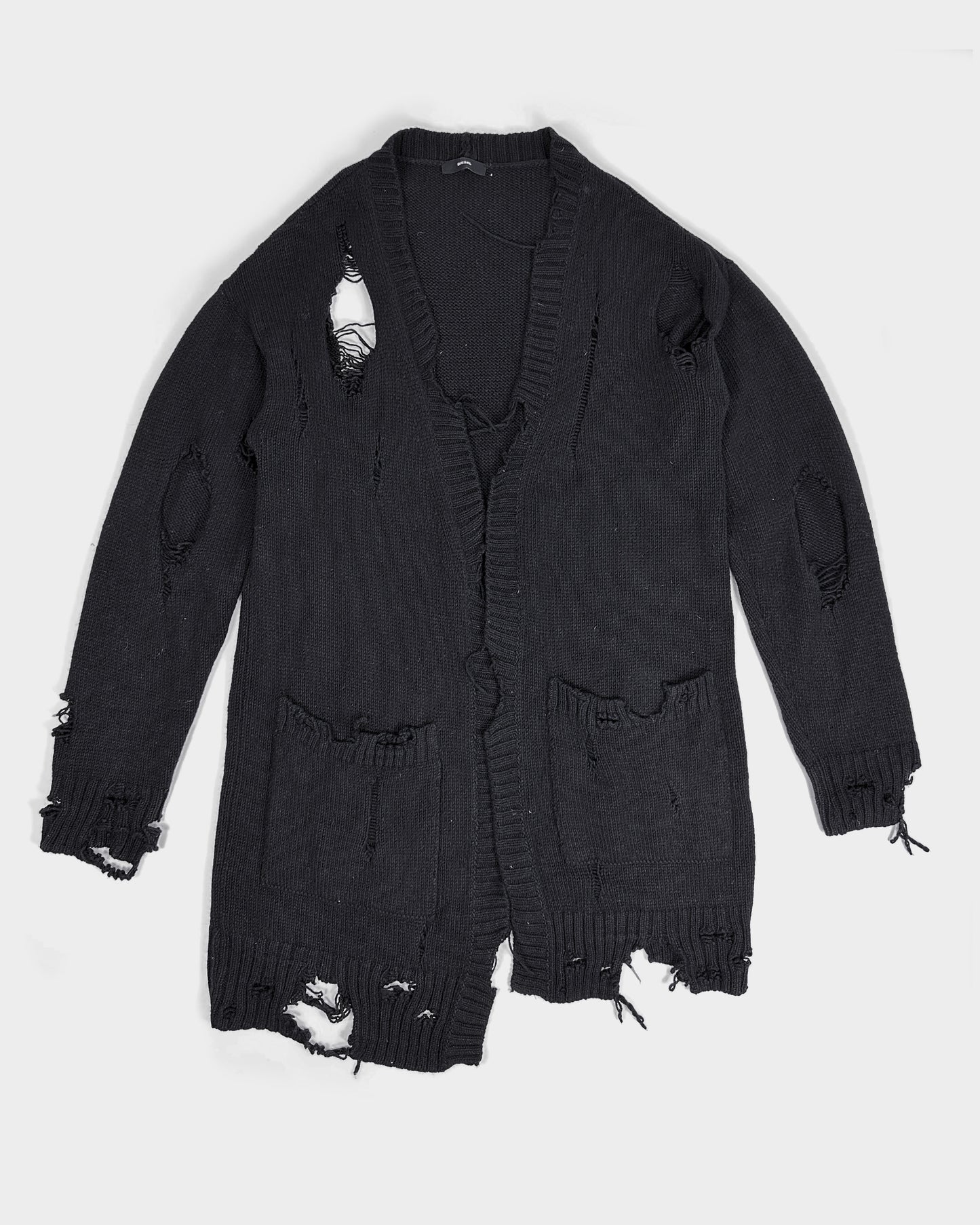 Diesel Black Distressed Oversized Cardigan 2000's