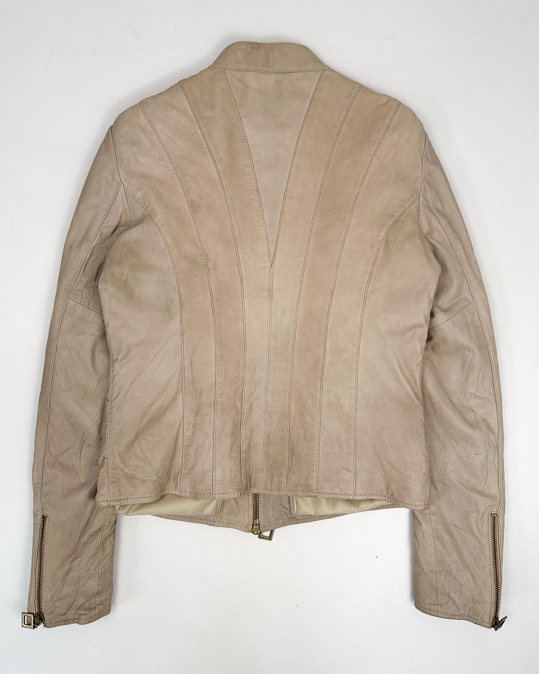 Roberto Cavalli Beige Soft Leather Jacket 2000's