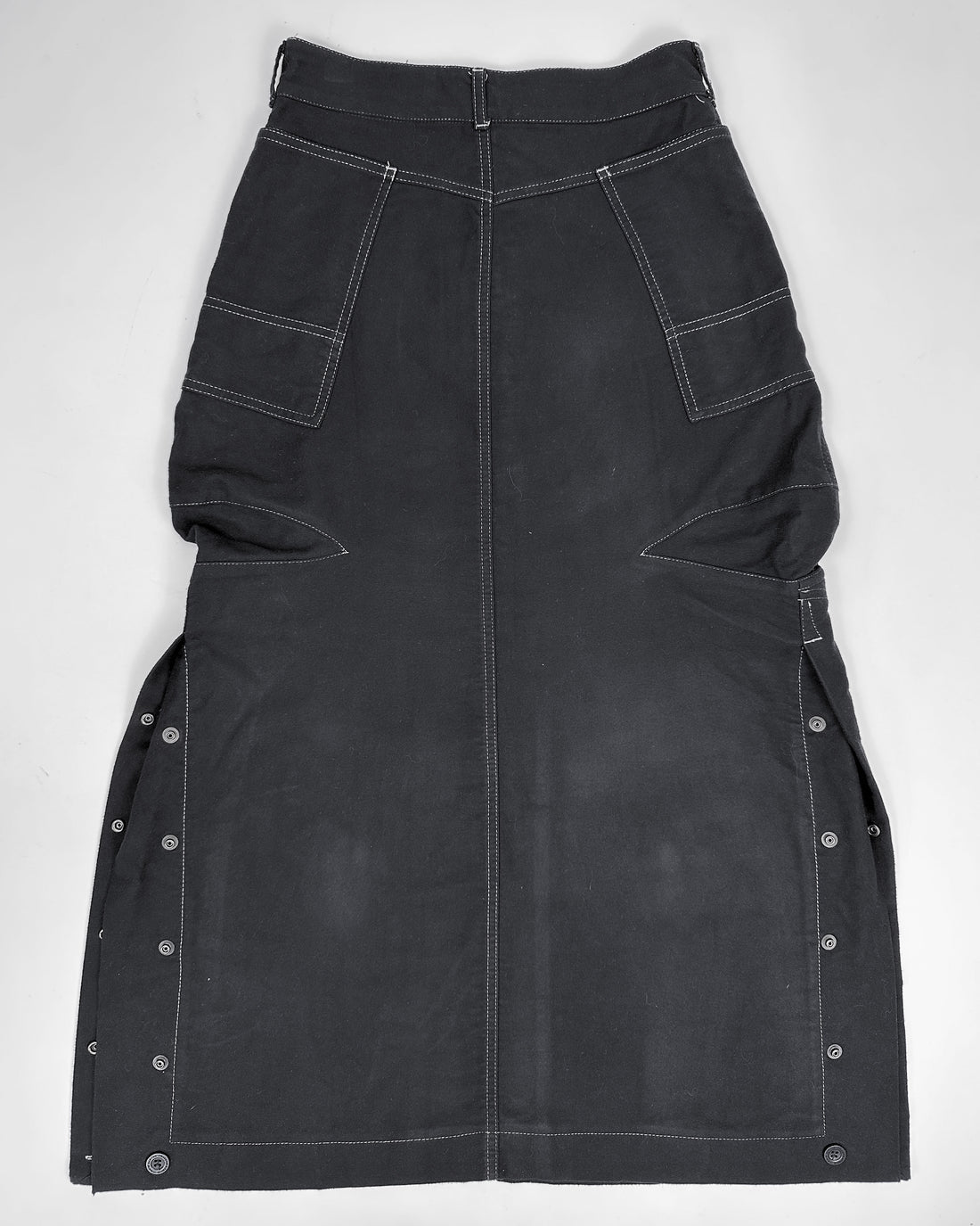 Marithé Francois Girbaud Black Suede-Texture Maxi Skirt 1990's